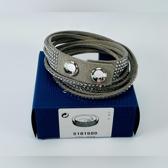 RETIRED, Authentic Swarovski Slake Light Gray Wrap Bracelet ( choker ). BNIB. - Picture 5 of 15